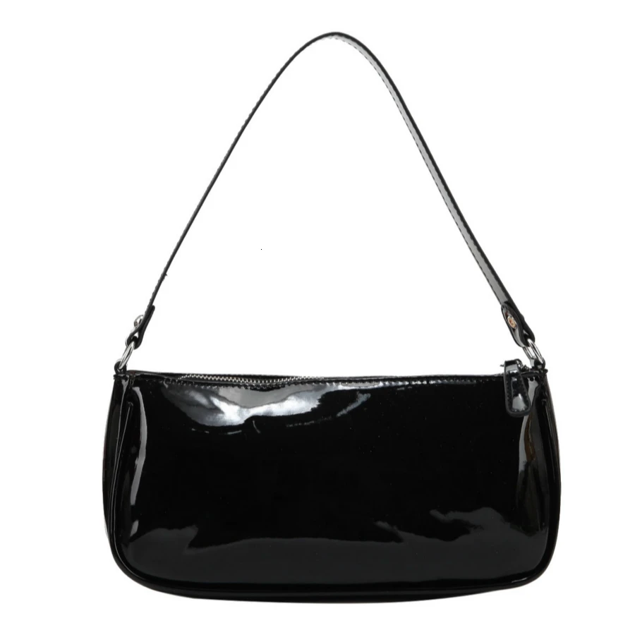 Black leather Новинка, модная женская сумка через плечо с узором «крокодиловая кожа», ручная сумка, оригинальная модная сумка из лакированной кожи в форме багета, сумка из искусственной кожи - Цвет: Black leather