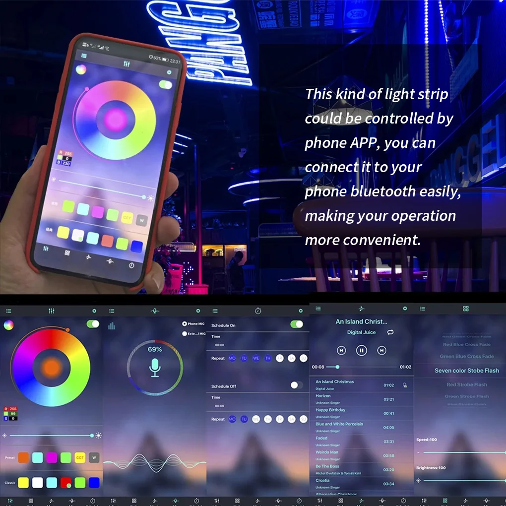 Водонепроницаемая светодиодная RGB лента для украшения спальни телевизора