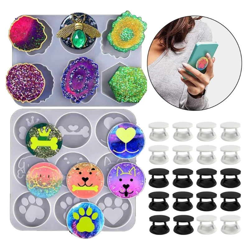 

Mobile Phone Socket Epoxy Resin Mold DIY Cellphone Grip Holder Silicone Mould, for DIY Making Tools Crafts Handmade Gift