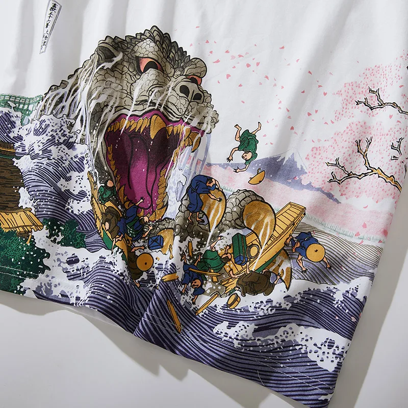 

Aolamegs Casual Tshirts Men Monster Print Japanese T-shirts Summer Short Sleeve Tops Tees Shirts Hip Hop Streetwear Simple Cozy