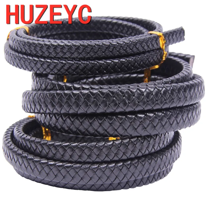 

8-12mm Flat Braided Cowhide Leather Bracelet Findings Genuine Leather Cord String Rope DIY Jewelry Making Accessories Wholesale
