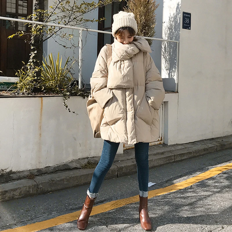 Парка женская зимняя на 90% пуху белой утки с круглым вырезом | Женская одежда
