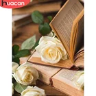 Алмазная 5D картина HUACAN, Набор для вышивки крестиком в виде книги розы, творческие хобби, украшение для дома