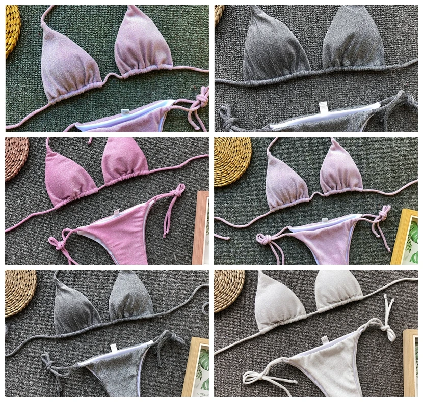 

Womens Bandage Bikini Set Push-up Bra Swimsuit Bathing Suit Beach Swimwear 2Pcs Sexy G-String Bra Thong Bikini Set Beach