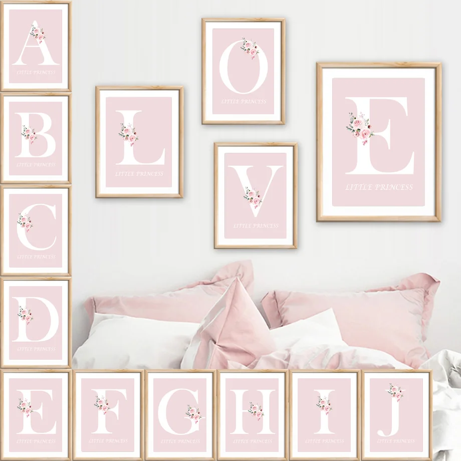 

English Alphabet Customize Birthday Gift Wall Art Canvas Painting Nordic Posters And Prints Wall Pictures For Living Room Decor