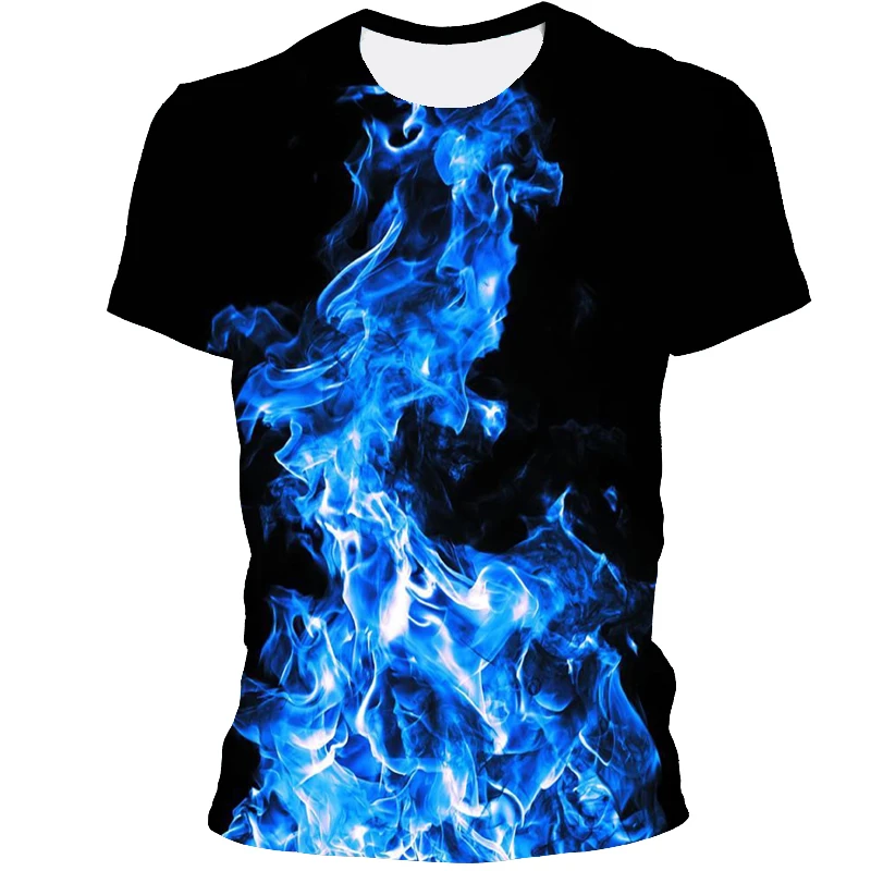 

2021 New Flame 3D Men's T-Shirt Summer Fashion Short Sleeve Round Neck Printed Top Flame Element Shirt Trendy Male T-Shirt
