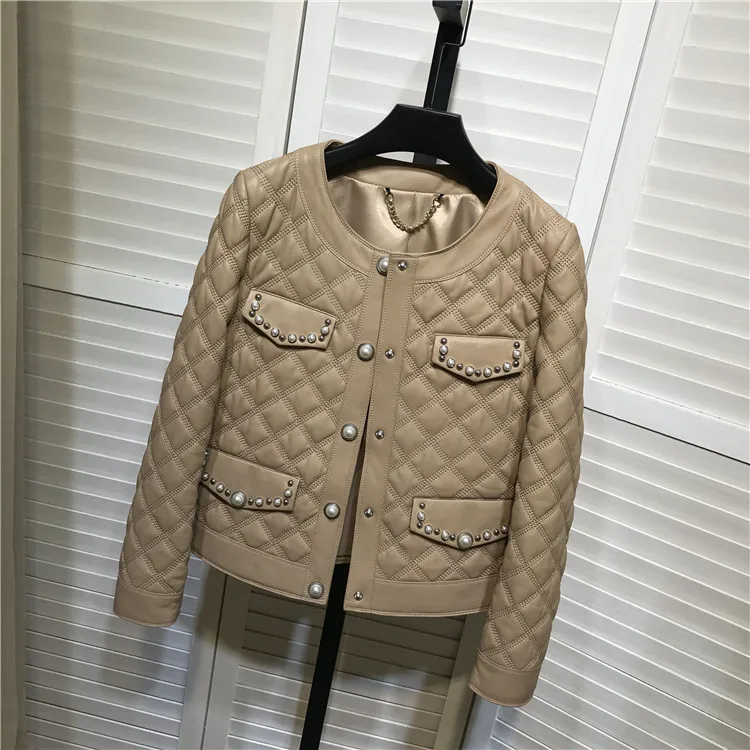 Женское кожаное пальто в европейском и американском стиле Осень-зима 2019