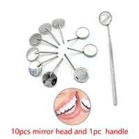 10pcs head 1pc handle dental exam mirror oral endoscope mirrors dentist tools mouth reflector stainless steel oral hygiene care