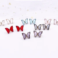 sweet fashion popular romantic transparent butterfly stud earrings charm female jewelry girl wedding gift accessories