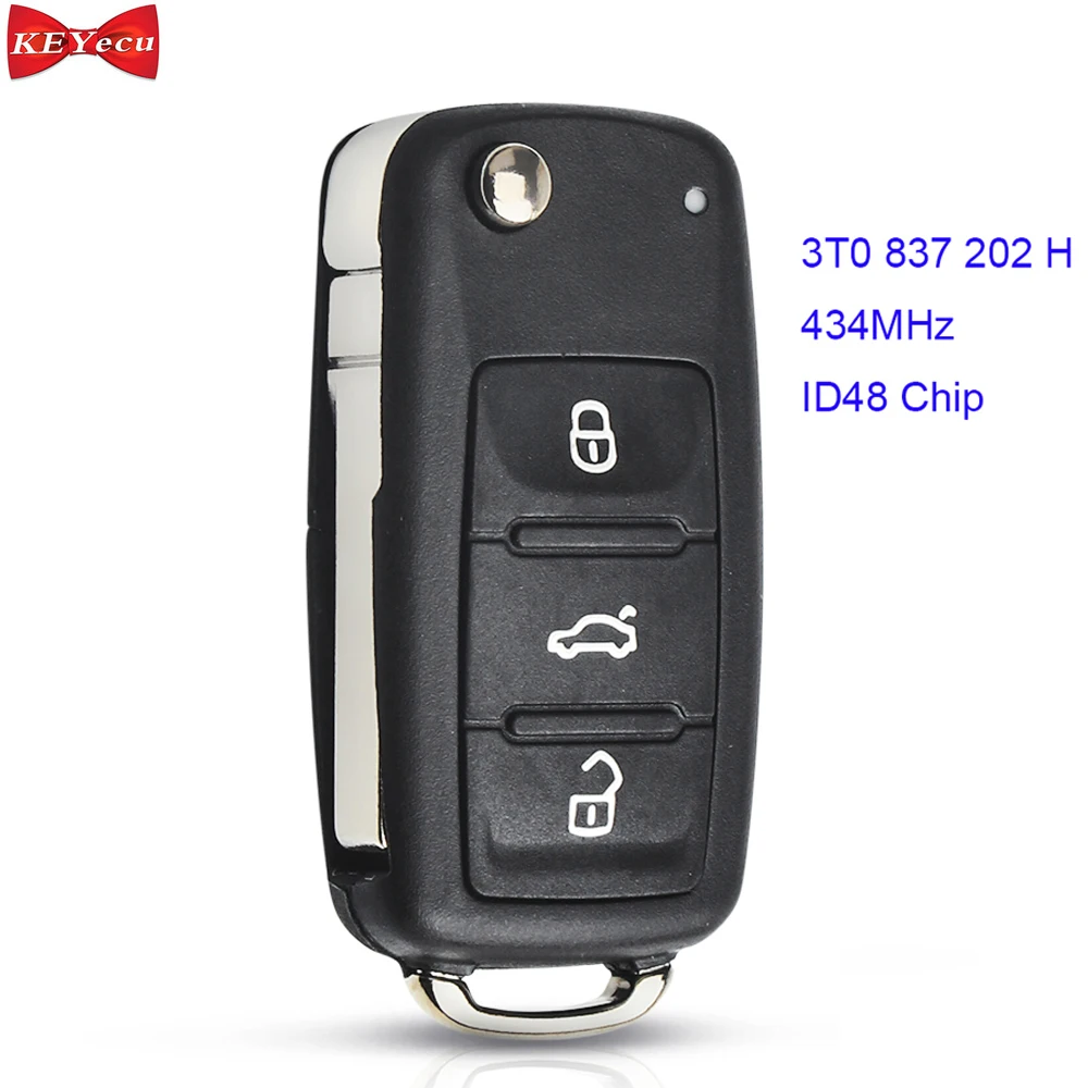 KEYECU для Skoda Citigo Fabia Octavia Rapid Roomster Yeti превосходный дистанционный ключ 434 МГц 3T0 837 202