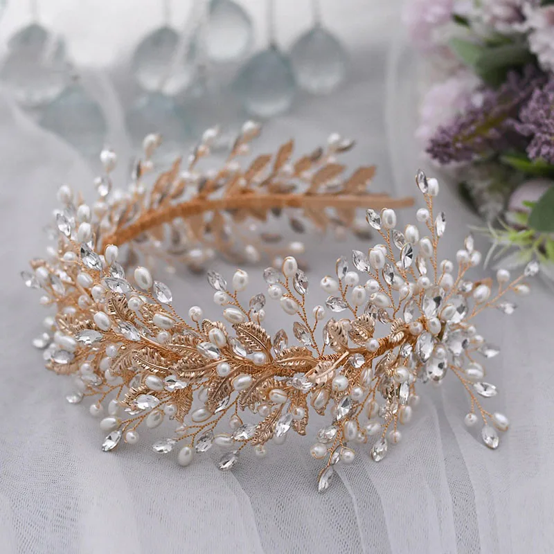 Свадебная тиара с жемчугом и кристаллами ручной работы|Украшения для волос| |