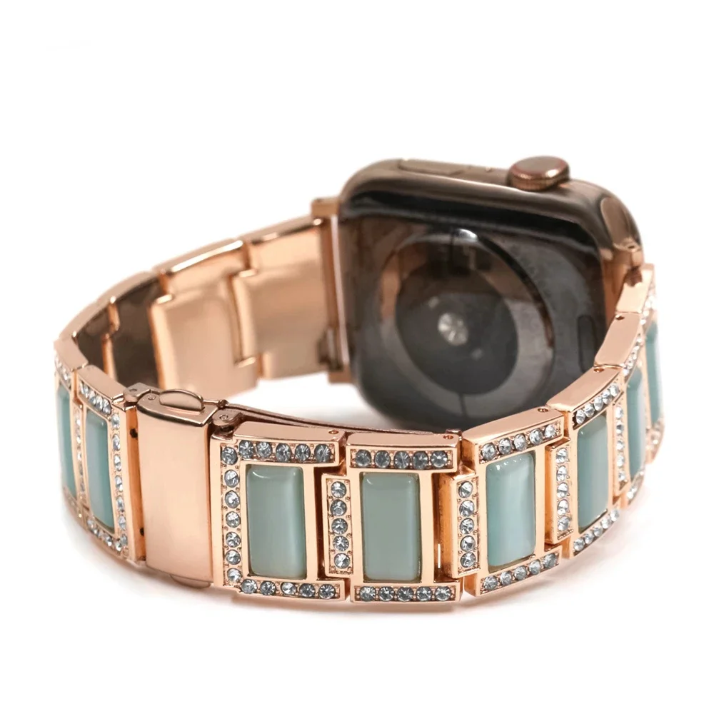 metal strap for Apple Watch series 6 SE 5 4 3 2 1 band for iwatch strap with opal luxury Glitter shiny stone 40mm 44mm