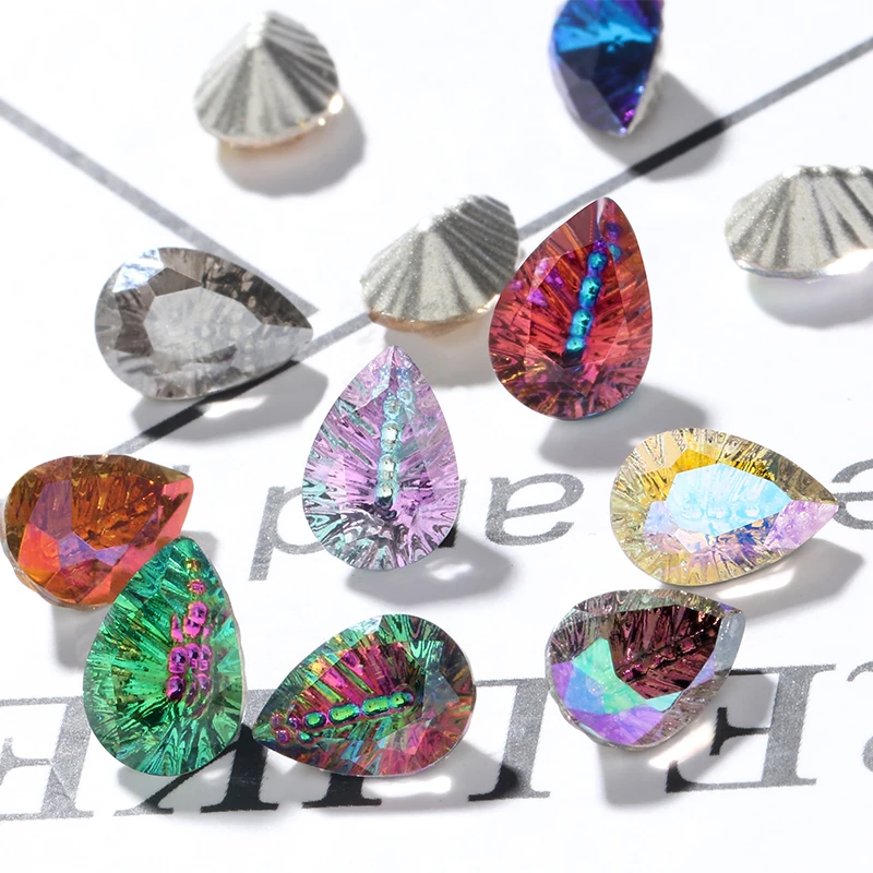 

10 Pcs Teardrop Rhinestone High Quality Strass Gemstone Glue Crafts Jewelry Accessories Making Stone Nails Decoration