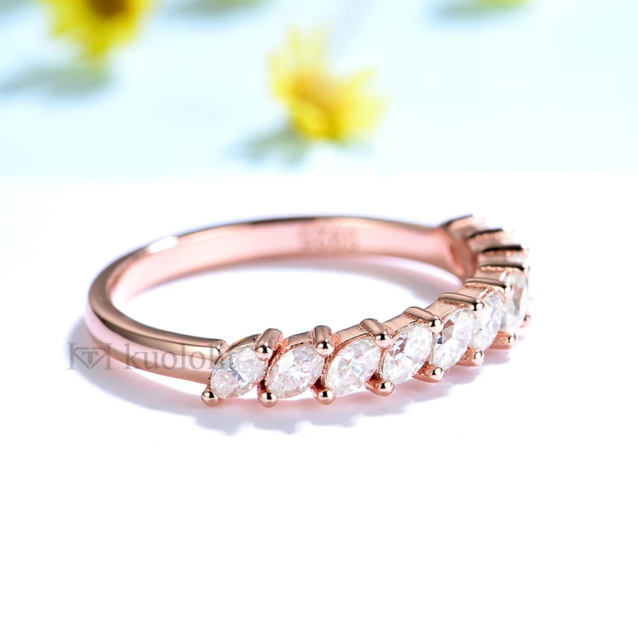 Куолит пуре18к 14 к розовое золото маркиза Moissanite кольцо для женщин Пасьянс