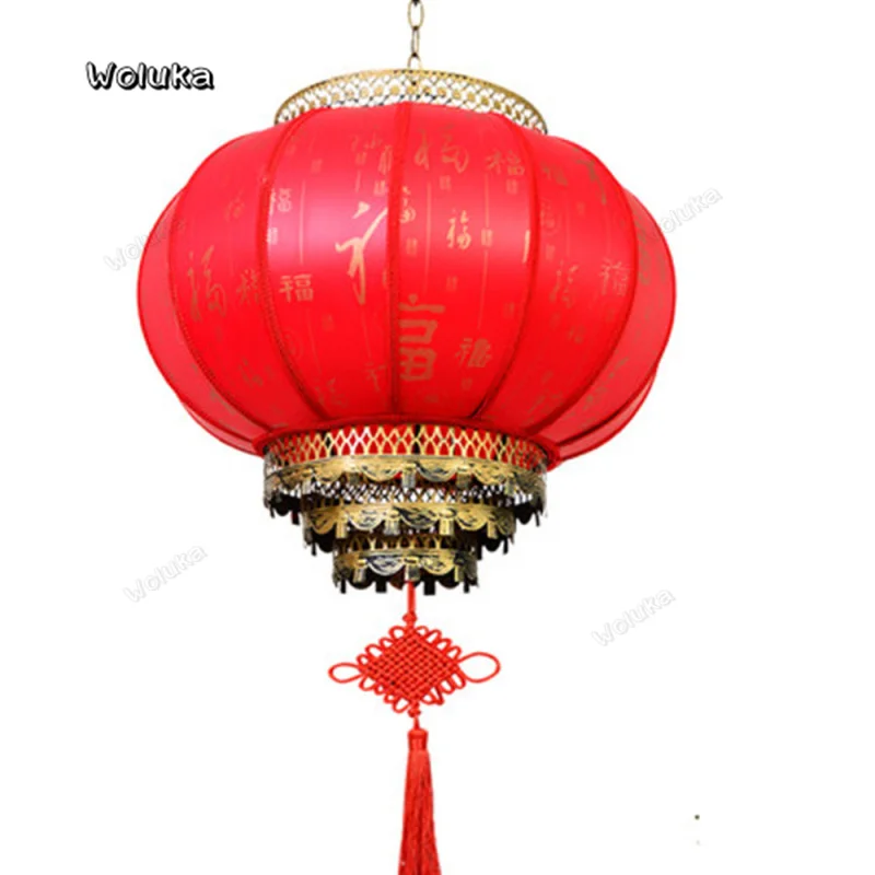 Большой красный круглый фонарь в традиционном китайском стиле ПВХ для помещений