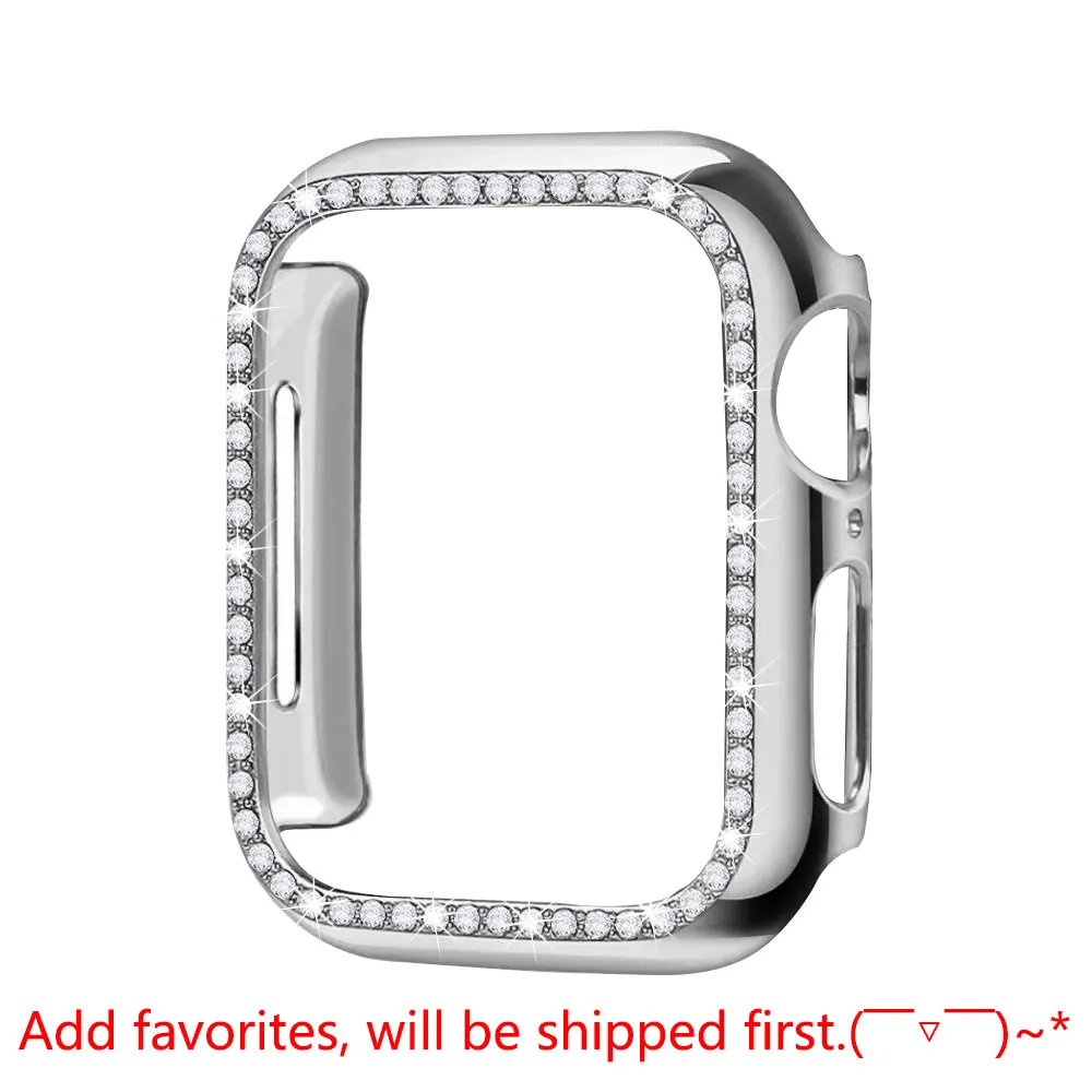 Silver Чехол-бампер с алмазами защитный чехол для Apple Watch Cover Series 5 4 3 2 1 38 мм 42 мм чехол s для Iwatch 5 4 40 мм 44 мм аксессуары для часов - Цвет: Silver