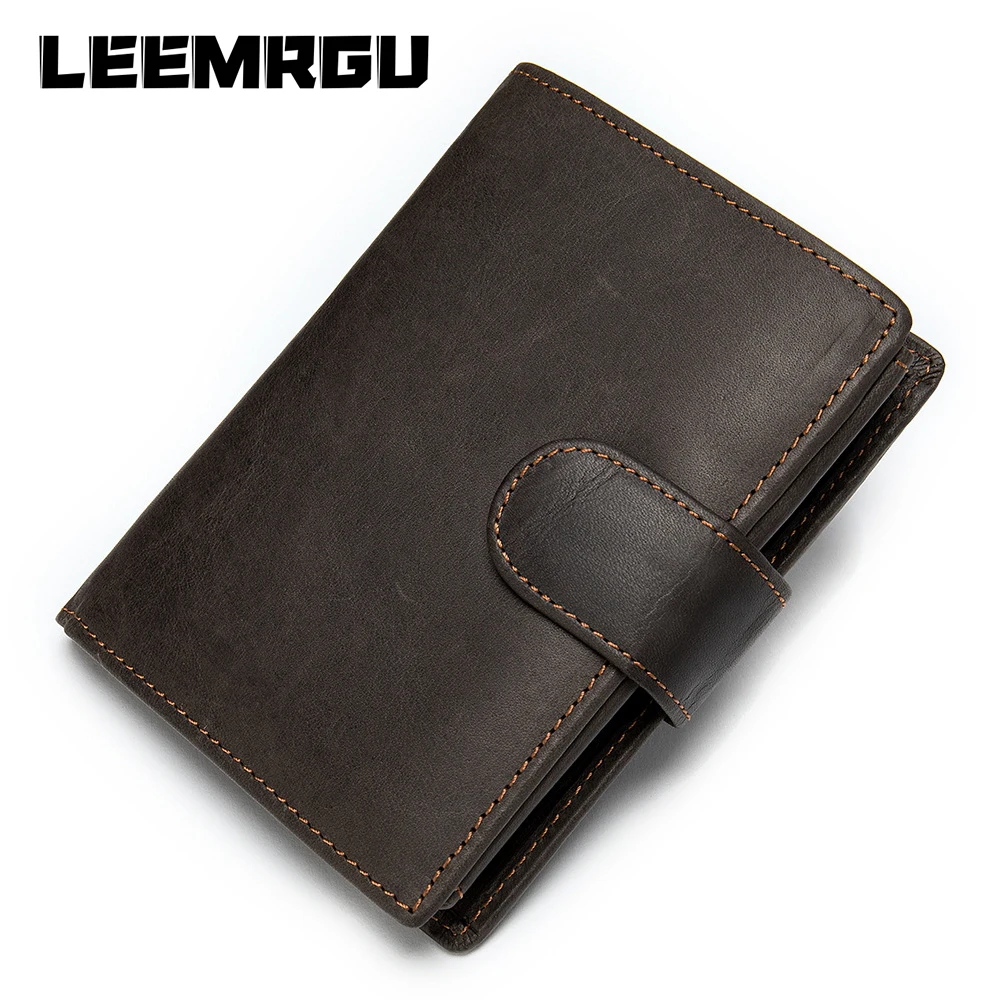 Мужской кошелек из натуральной кожи на каждый день в стиле ретро короткий