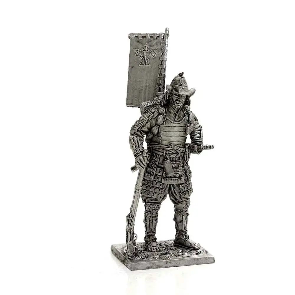 Самурай с аркебузой 16 века - оловянная солдатик фигура 54 мм М120 металлическая военная игрушка.