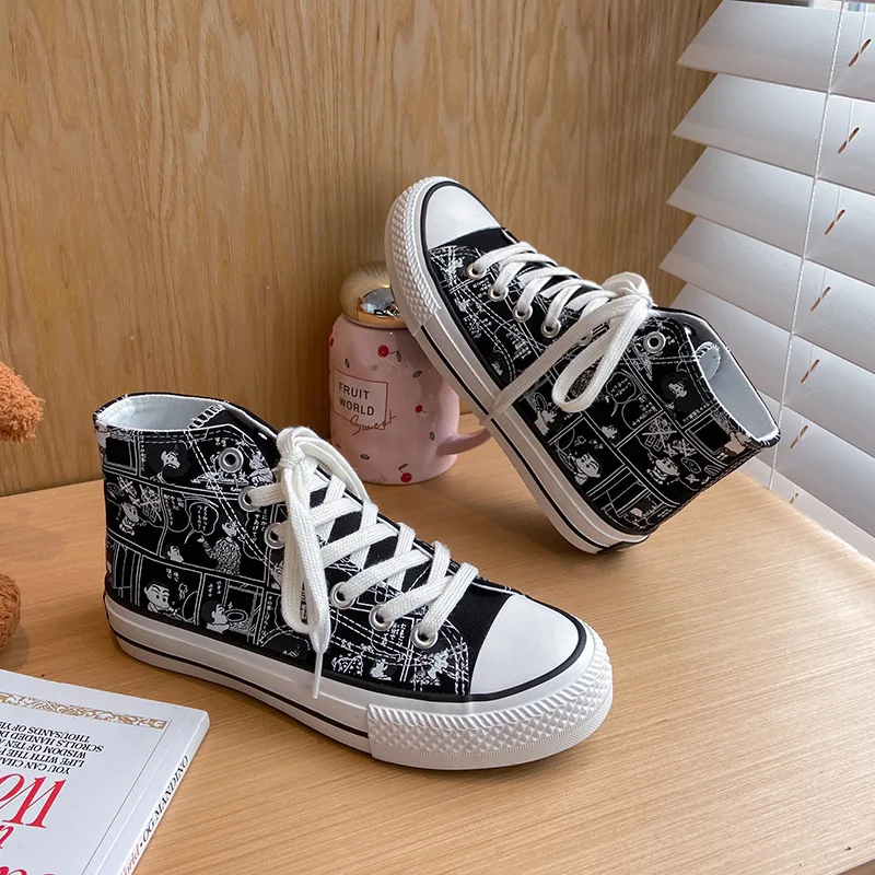 

Кеды женские с мультяшным анимационным принтом, Вулканизированная Нескользящая износостойкая обувь на плоской резиновой подошве