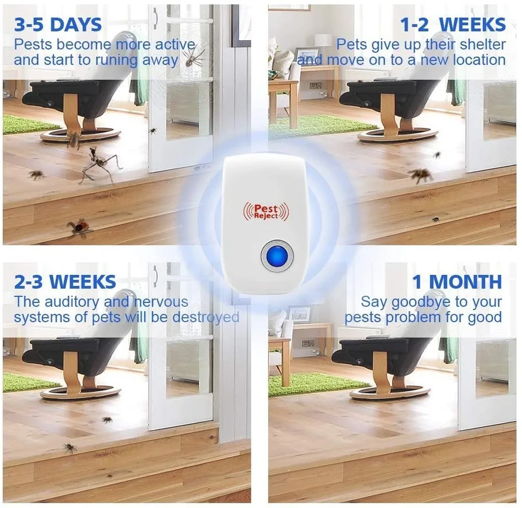 

4 Pack Electronic Mosquito Repeller Ultrasonic Pest Repeller Indoor Cockroach Mosquito Insect Killer Rodent Control EU/US/ Plug