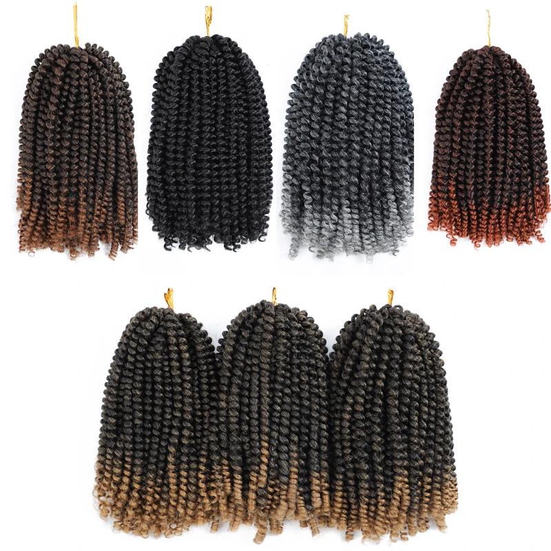 

spring twist crochet hair 8 Inches Afro Ombre Spring Crochet Hair Passion Twist Synthetic Crochet Hair Extensions 30Roots/Pack