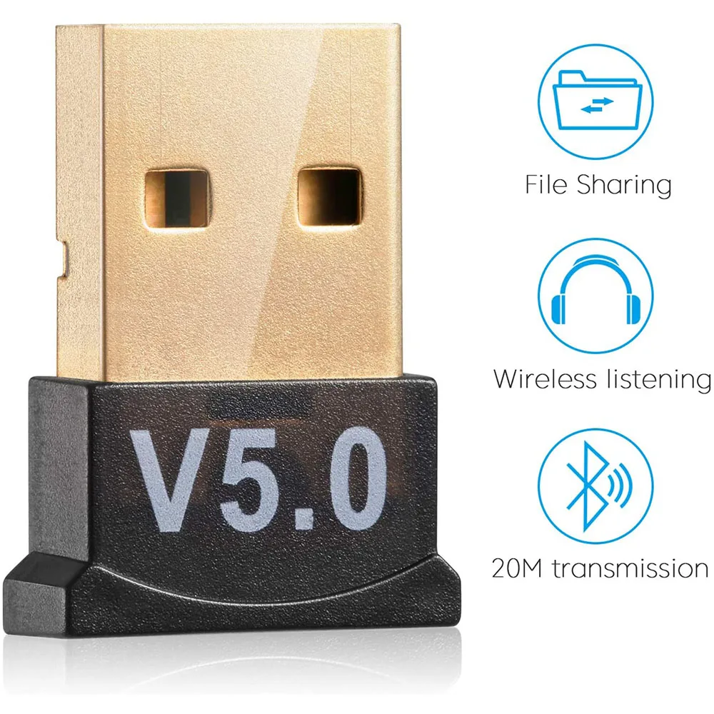 

USB Wireless Bluetooth 5.0 Receiver Adapter Audio Dongle Sender Transmitter For PC Headset, Printer, Speaker, PS4/ Xbox