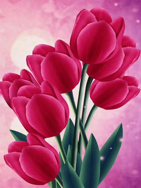 

JMINE Div 5D red tulips flower Full Diamond Painting cross stitch kits art High Quality Floral 3D paint by diamonds