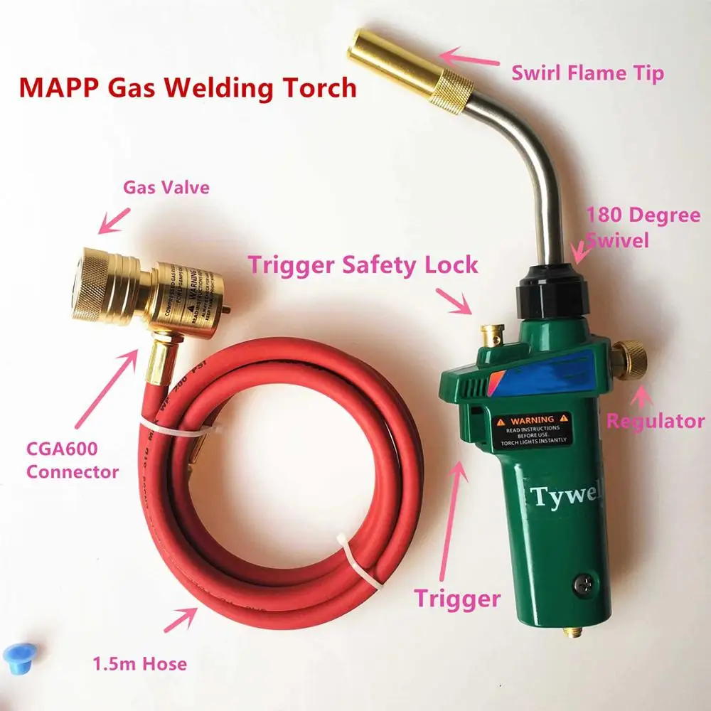 Mapp газовый паяльный фонарь самозажигание триггер 1,5 м шланг пропан сварочный нагревательный барбекю HVAC Сантехнический, для ювелирной работы CGA600 горелка