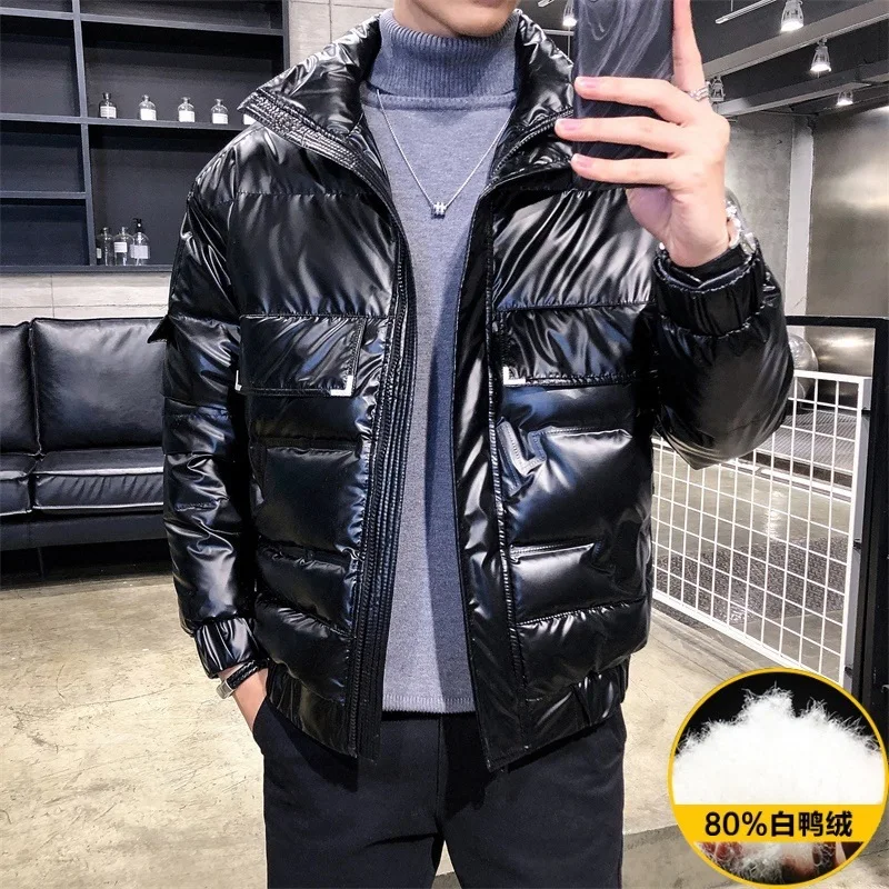 Новинка мужское светильник нее пальто на белом утином пуху светлый пуховик для