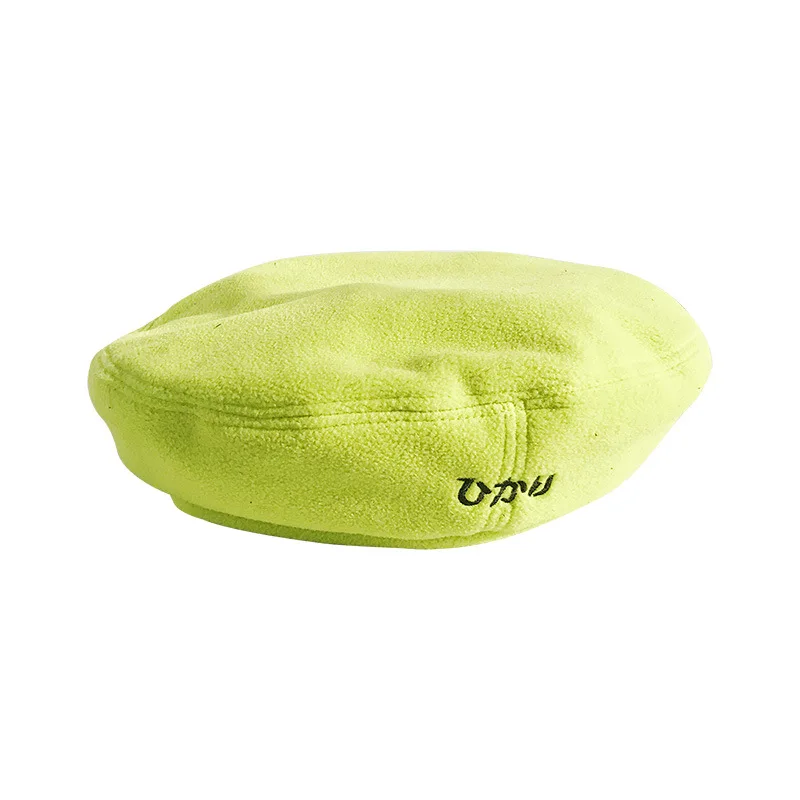 

Retro letter embroidery polar fleece beret casual wild adjustable hat female tide ins