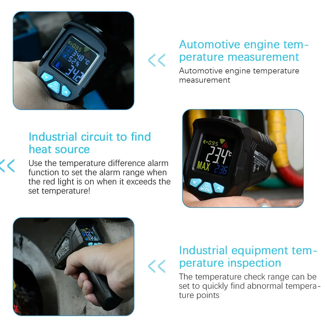 

Infrared Thermometer Non-Contact Temperature Meter Gun Handheld Digital LCD Industrial Outdoor Laser Pyrometer IR Thermometer