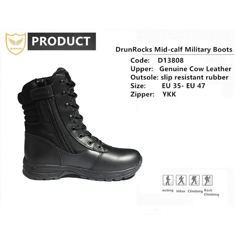 Тактические ботинки Drunrocks мужские военные Footear из натуральной кожи черные