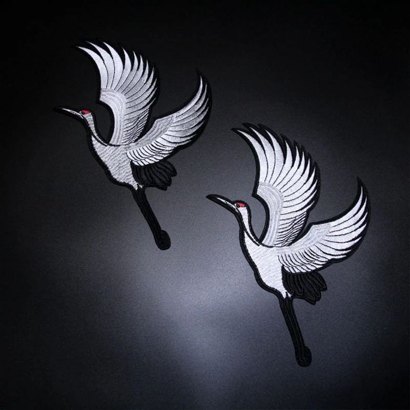 

Fine Red-crowned Crane Sew on Patches Sewing Embroidered Applique for Jacket Clothes Stickers Badge DIY Apparel Accessories