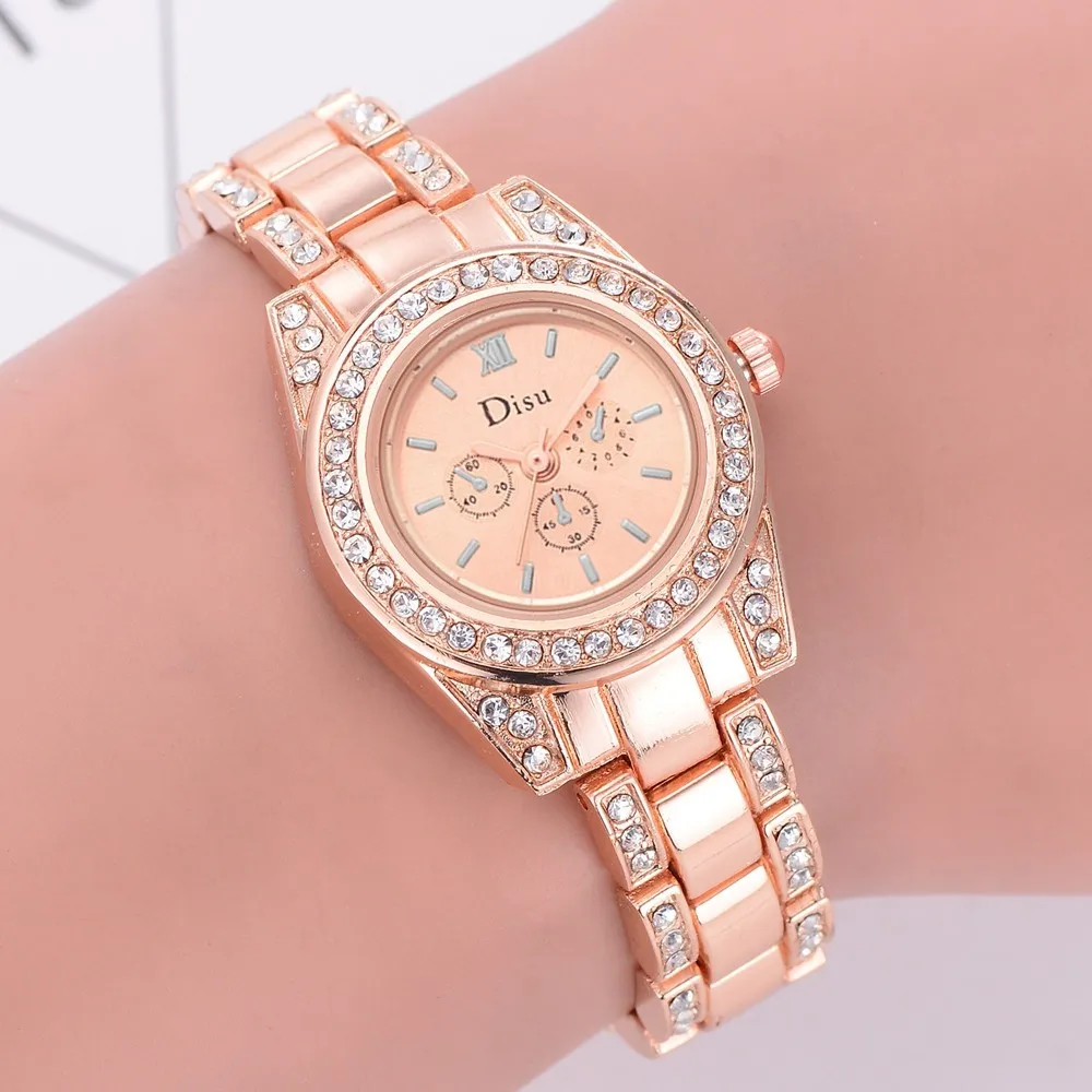 Женские часы браслет розовое золото элегантные бриллиантовые весы Простой