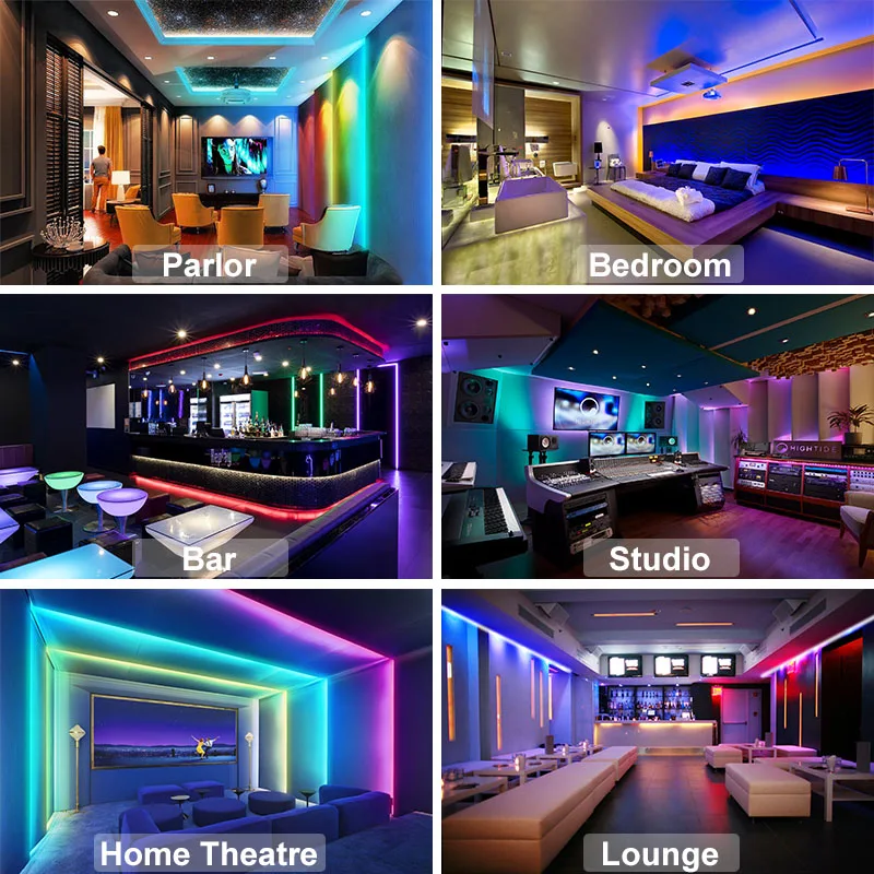 

Bluetooth RGB led strip light 5M10M15M20M25M30MRGB Tape Led Ribbon Flexible Background Light With Phone APP Controlight Party