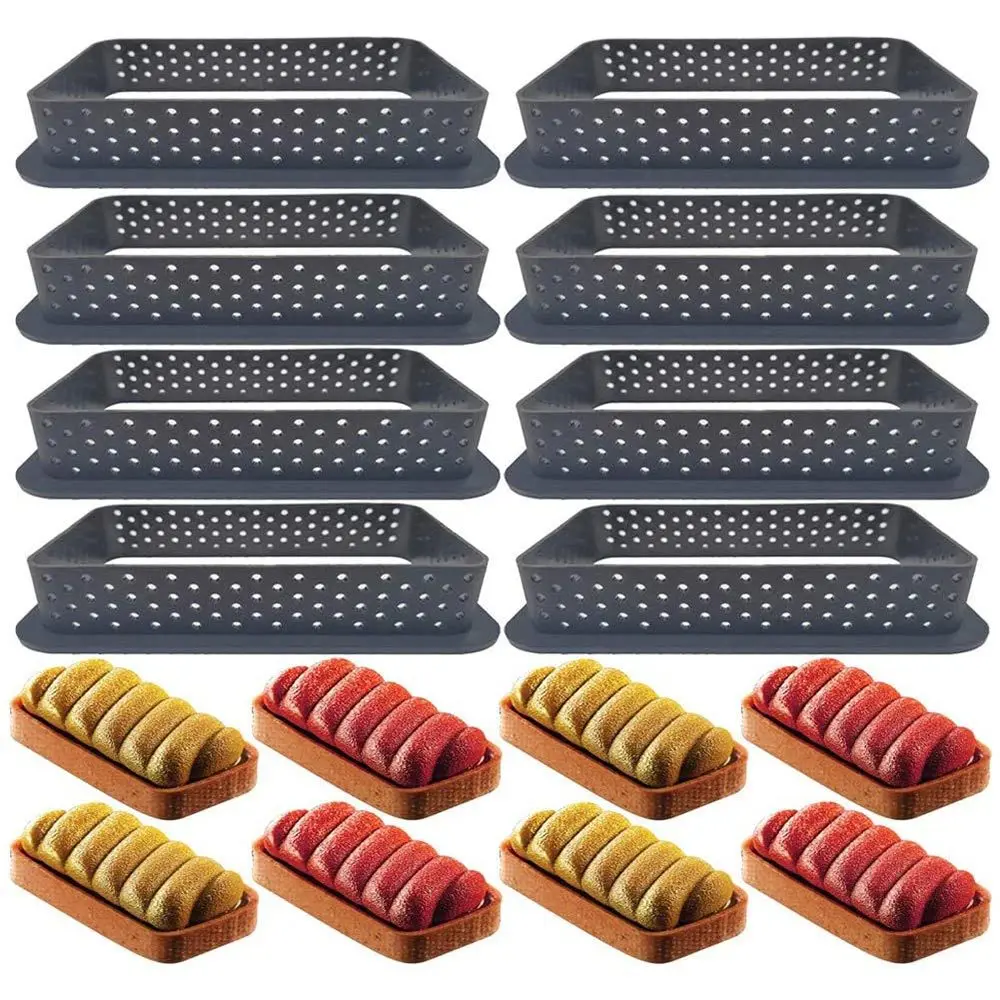 

8PCS/Set Hot DIY Tart Ring Mold Cake Tools French Dessert Bakeware Cutter Round Shape Decorating Tool Perforated Mousse Circle