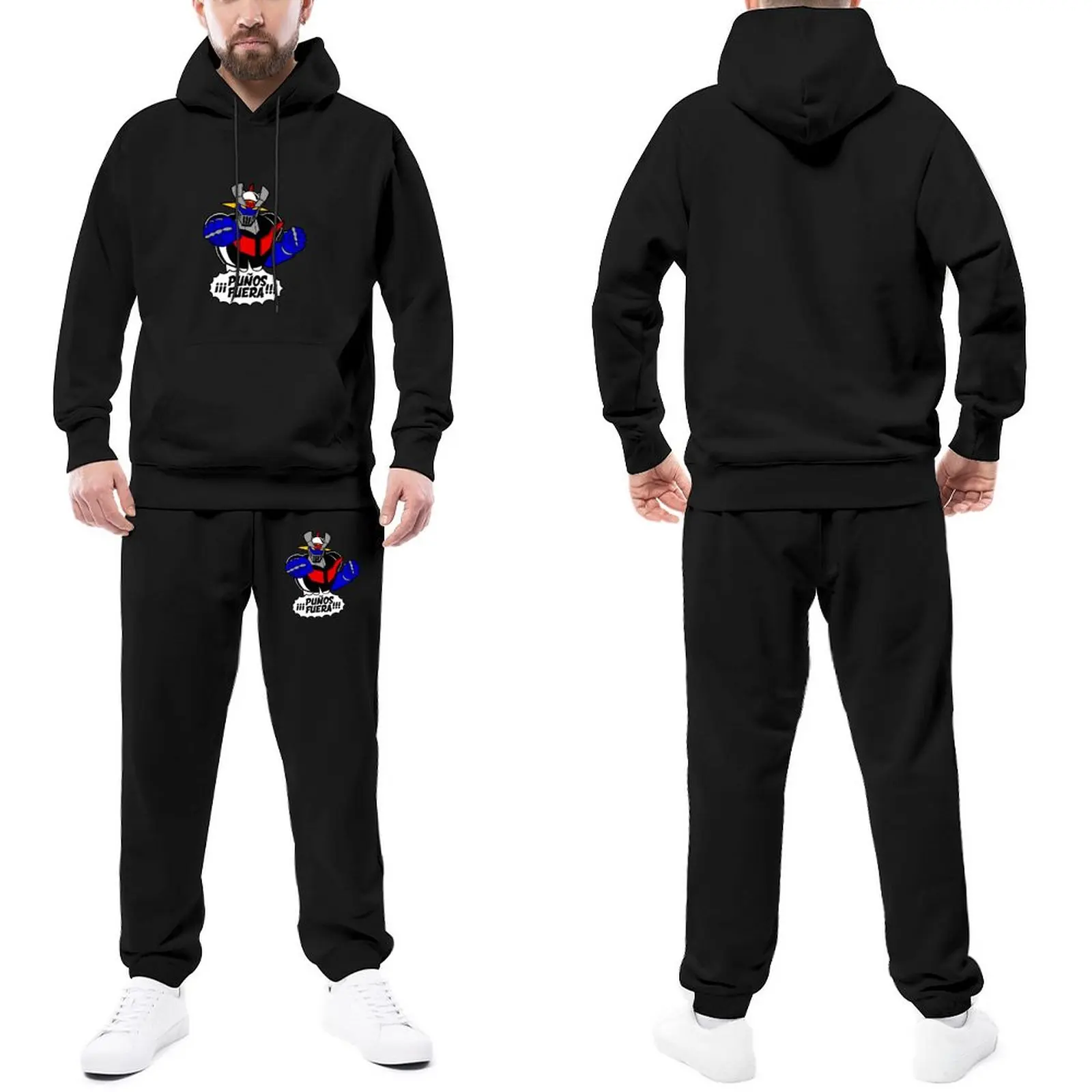 

Mazinger Tracksuit Set Mazinger Z - Punos Fuera Hip Hop Sweatsuits HalloweenSweatpants and Hoodie Set Male