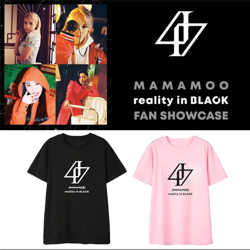 Kpop MAMAMOO reality in BLACK Album Shirts уличная одежда в стиле хип-хоп свободная футболка топы с