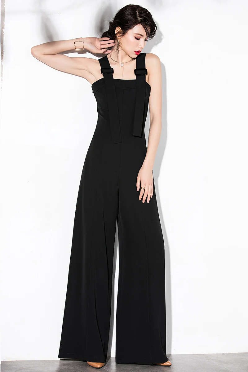 Новинка весна осень 2020 модный слитный комбинезон с широкими штанинами и лямками
