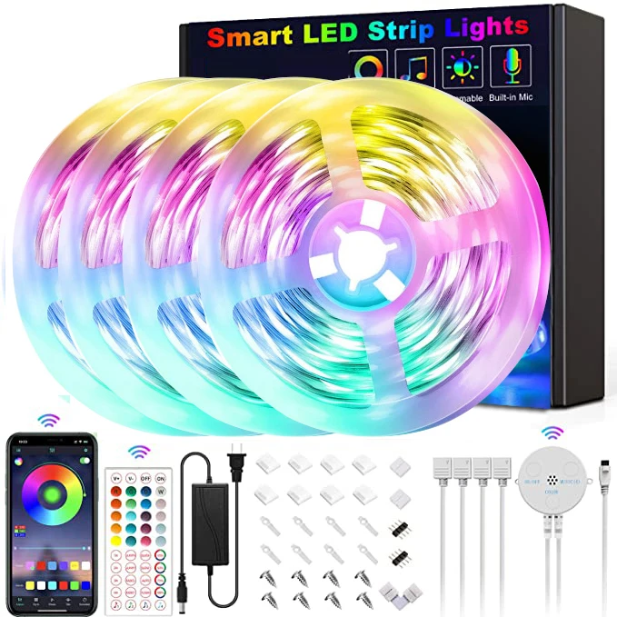 

LED Lights For Bedroom 5050 RGB DC 12V Flexible Tape Led Ribbon Led Strip 5M 10M 15M 20M With Phone Bluetooth APP Strip Lights