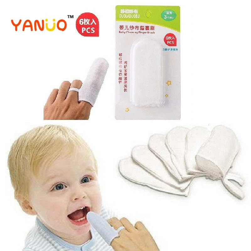 

6pcs/set Gauze Finger Toothbrush Baby Oral Dental Teeth Cleaning Care Hygiene Kids Toothbrush Remove Tongue Coating Milk Stains