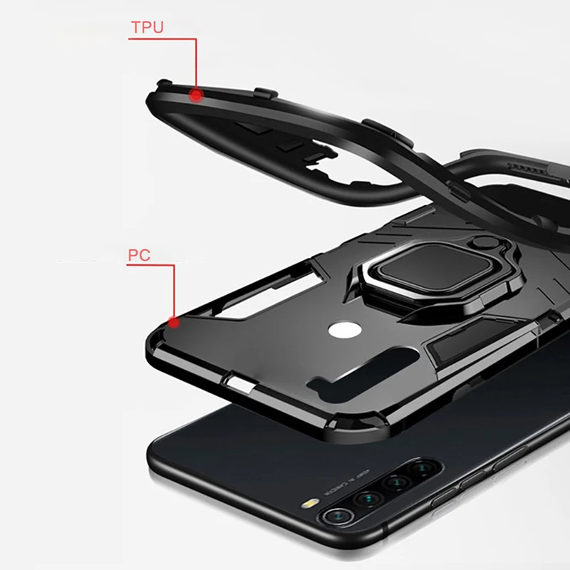 Бронированный чехол для Redmi Note 8 T с магнитным кольцом автомобильный держатель