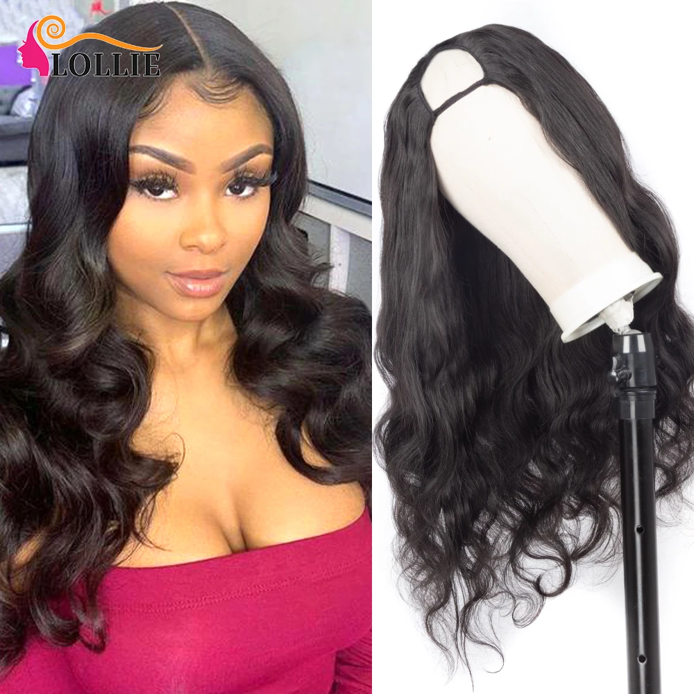 

Free Shipping U Part Wig Human Hair 180% Density Glueless Human Hair Wigs 10A Brazilian Virgin Hair Body Wave Can Be Colored