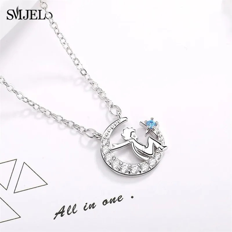 SMJEL Новый Круглый Маленький принц ожерелье Луна Звезда Кулон Le petit Prince модное из