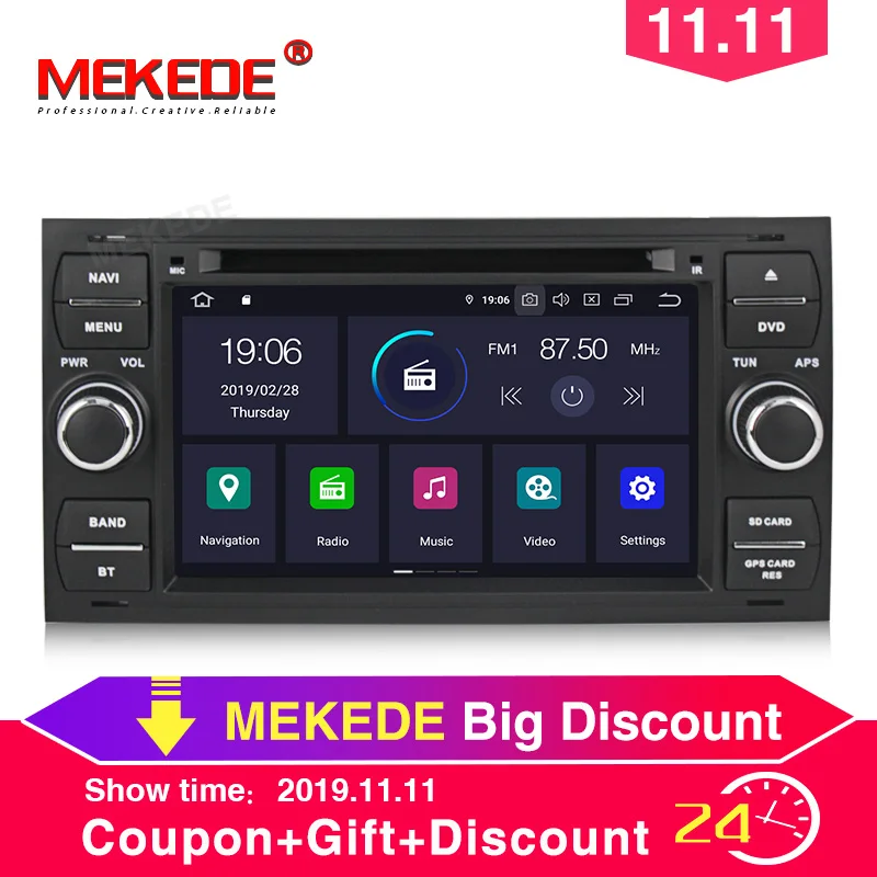 Автомобильный мультимедийный видеоплеер MEKEDE 2 Din Android 9 для Ford/Mondeo/Focus/Transit/C MAX/Fiesta GPS
