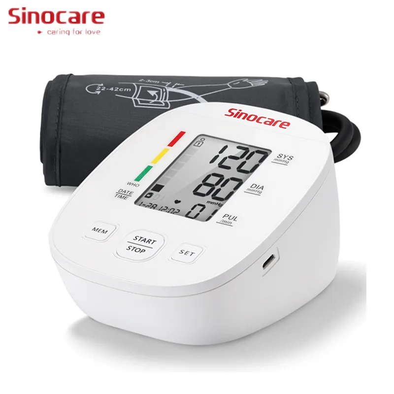 

Sinocare Blood Pressure Monitor Tonometer Upper Arm Monitors Sphygmomanometers BP Heart Rate Pulse Meter + Thermometer for Home