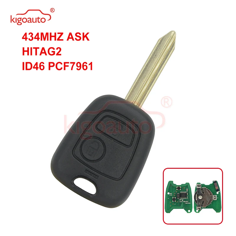 Автомобильный Дистанционный ключ Kigoauto с 2 кнопками SX9 лезвие 434 МГц ASK HITAG2 ID46 PCF7961