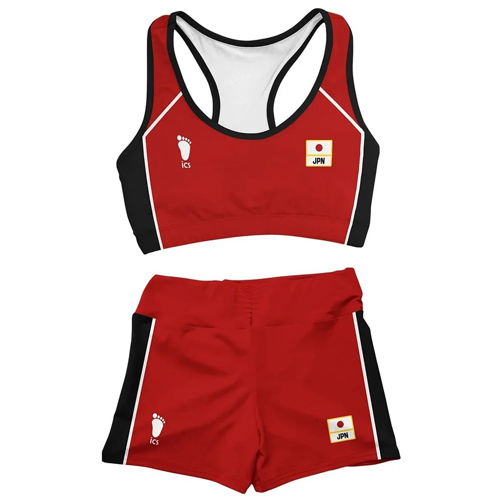 

Haikyuu Косплей Спортивная одежда летняя 3D печать жилет короткий топ шорты Комплект из двух предметов