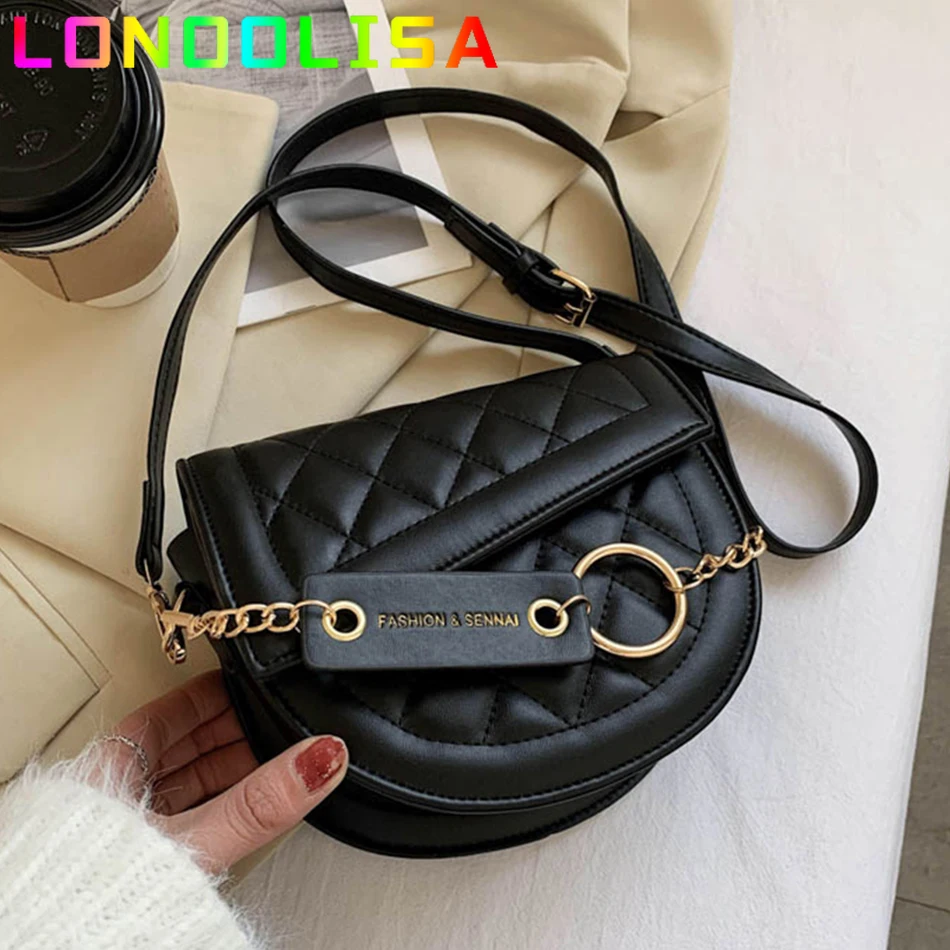 

Vintage Women Diamond Lattice Saddle Bag Luxury Trend Designer Leather Handbags Fashion Lady Shoulder Crossbody Purse and Wallet