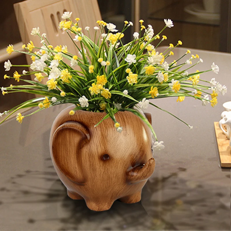 

Resin Carving Little Elephant Pencil Holder Fashion Creative Pen for Decorative Office School Home Desk Large Storage